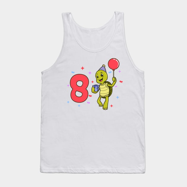 I am 8 with turtle - kids birthday 8 years old Tank Top by Modern Medieval Design